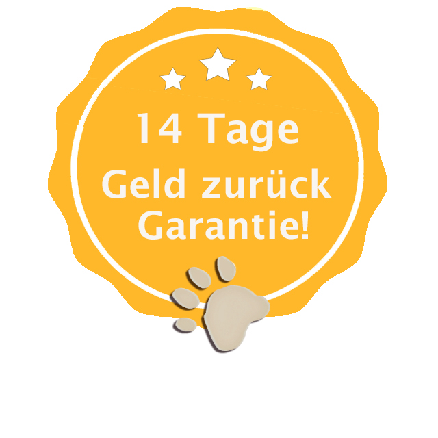 14-Tage-Geld-zurück-Garantie. Button.